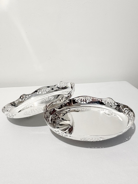 Vintage Silver Plated Cake Stand with Oval Dishes