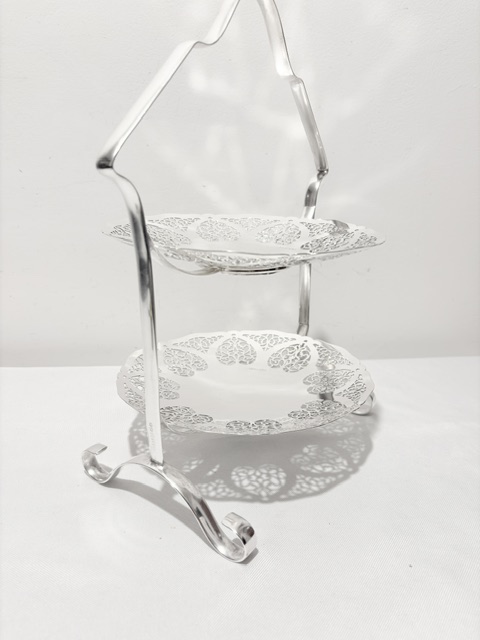 Antique Silver Plated Cake Stand with Widely Pierced Plates Antique Silver Plated Cake Stand with Widely Pierced Plates