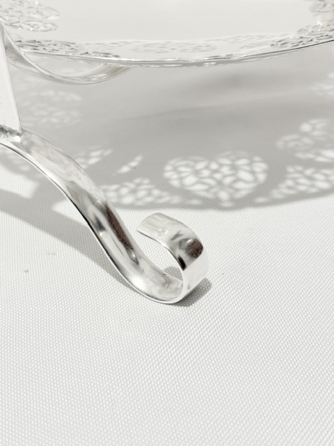 Antique Silver Plated Cake Stand with Widely Pierced Plates Antique Silver Plated Cake Stand with Widely Pierced Plates