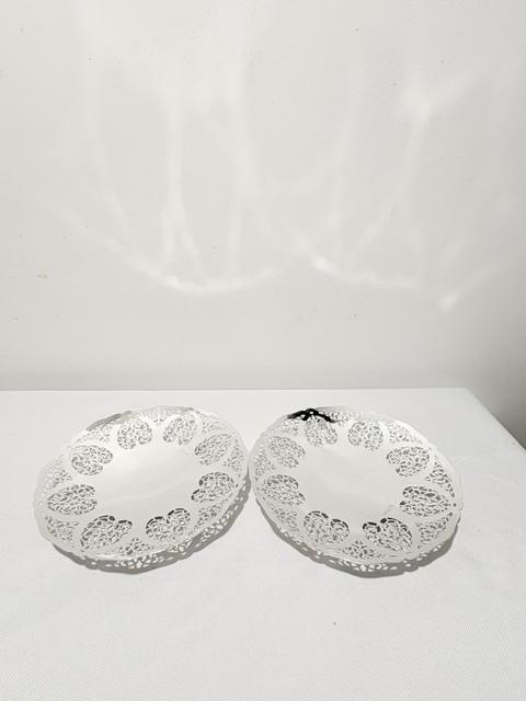 Antique Silver Plated Cake Stand with Widely Pierced Plates Antique Silver Plated Cake Stand with Widely Pierced Plates