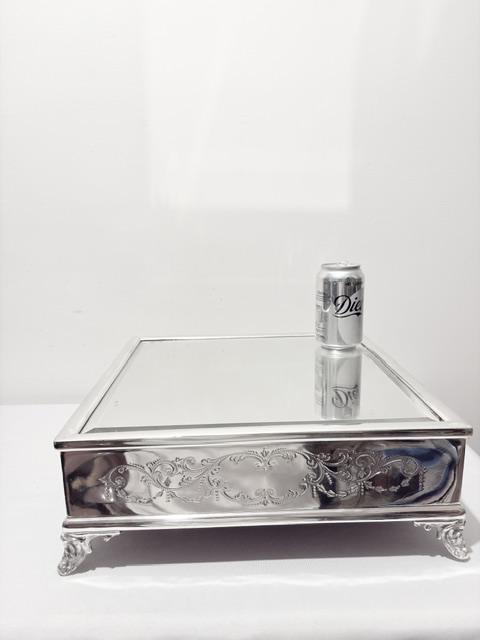 Antique Silver Plate and Mirror Plateau for a Wedding Cake or a Base for a Centrepiece