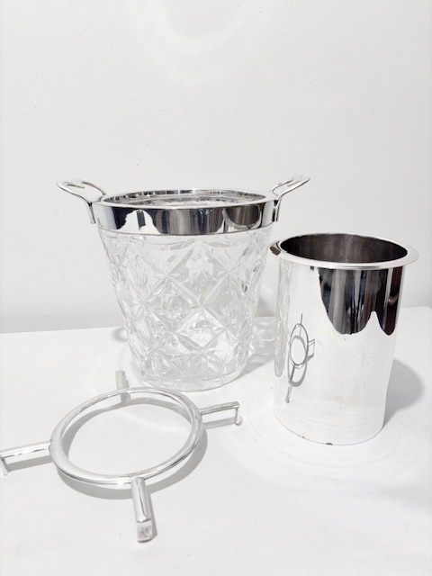John Grinsell & Sons Silver Plated and Glass Champagne Bucket or Wine Cooler