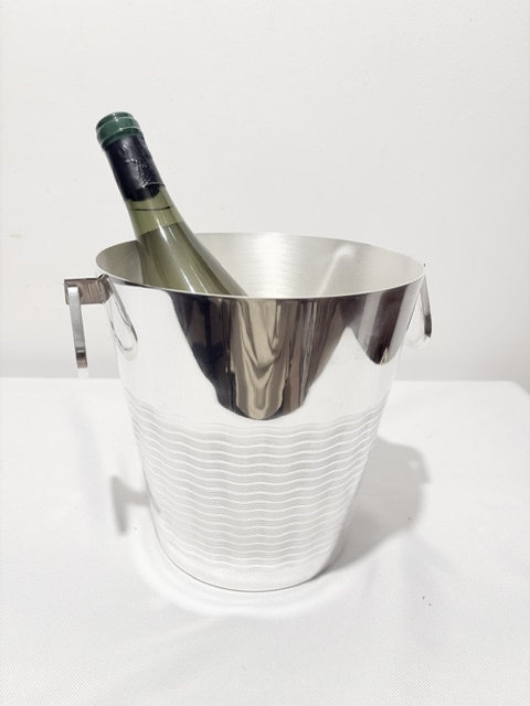 Antique Silver Plated Champagne Bucket or Wine Cooler with an Engine Turned Decoration