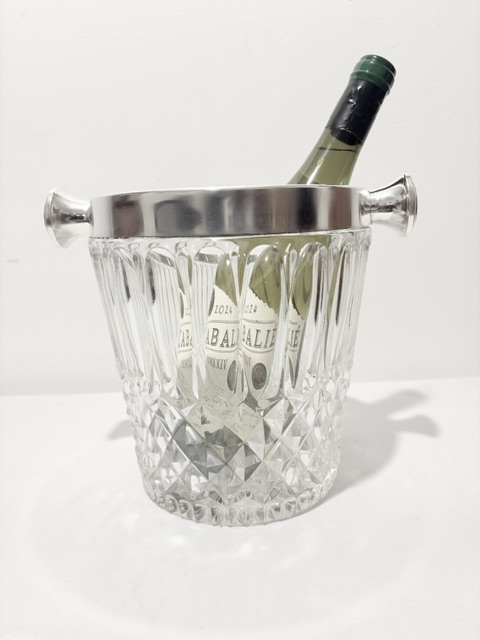 Vintage Silver Plated Mounted and Glass Champagne Bucket or Wine Cooler Vintage Silver Plated Mounted and Glass Champagne Bucket or Wine Cooler