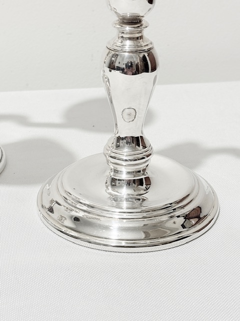 Pair of Antique Silver Plated Candelabra of Small Squat Form