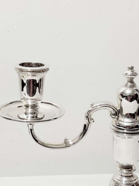 Pair of Antique Silver Plated Candelabra of Small Squat Form
