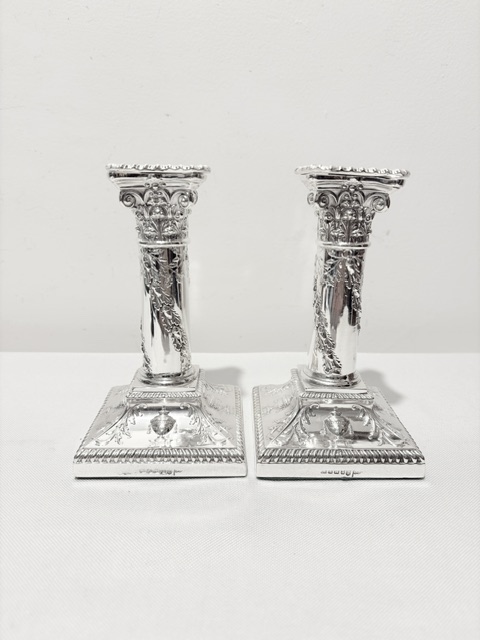 Pair of Antique Walker & Hall Silver Plated Candlesticks (c.1880)