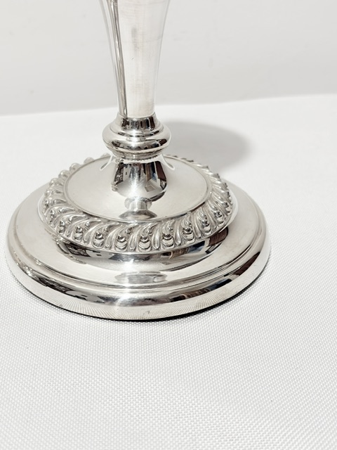 Pair of Antique Silver Plated Candlesticks of Squat Form Pair of Antique Silver Plated Candlesticks of Squat Form