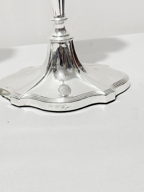 Antique Pair of Silver Plated Candlesticks with Flared Shaped Bases Antique Pair of Silver Plated Candlesticks with Flared Shaped Bases
