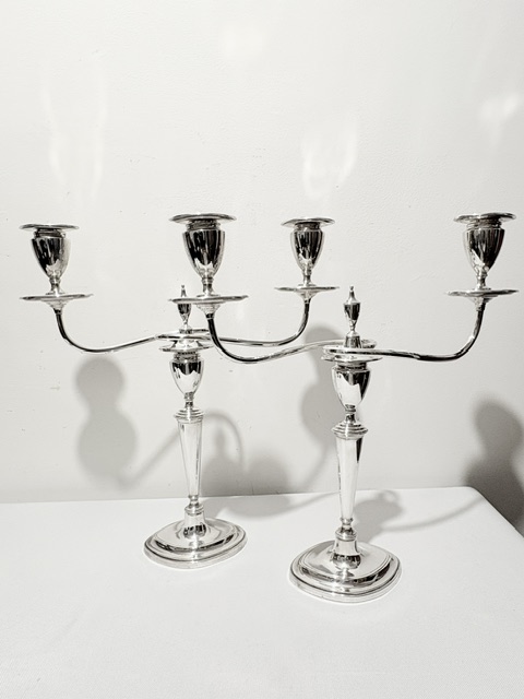 Handsome Pair of Antique Silver Plated Candelabra