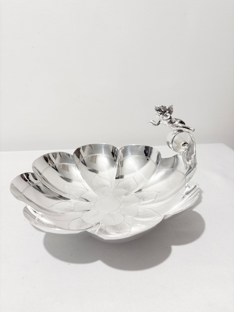 Antique Silver Plated Comport with Looped Edges