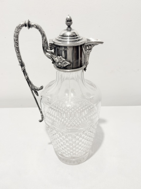 Antique Cut Glass and Solid Silver Topped Claret Jug
