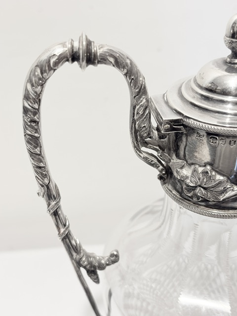 Antique Cut Glass and Solid Silver Topped Claret Jug