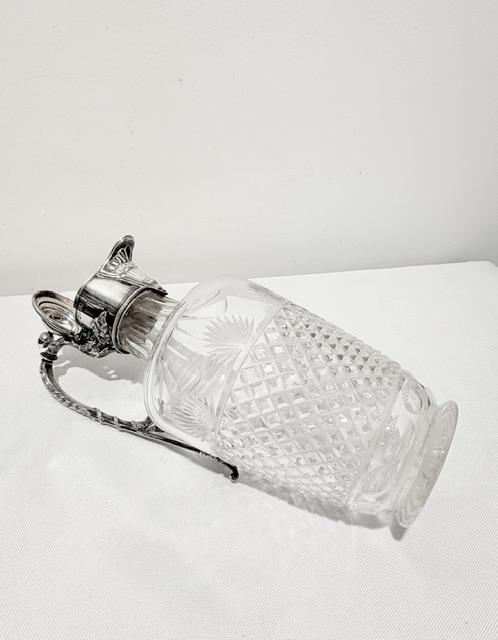 Antique Cut Glass and Solid Silver Topped Claret Jug