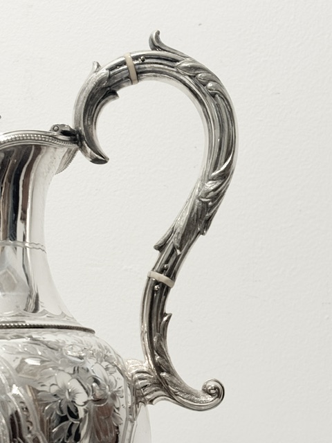 Antique Silver Plated Claret Jug with Side Looped Handle