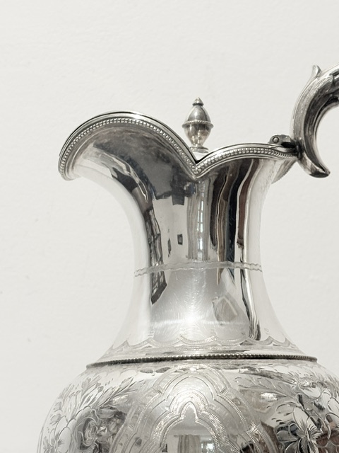 Antique Silver Plated Claret Jug with Side Looped Handle