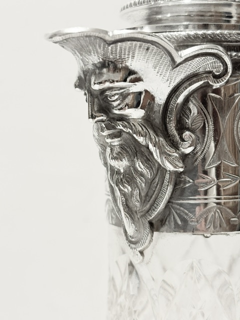 Antique Silver Plated and Cut Class Claret Jug Antique Silver Plated and Cut Class Claret Jug