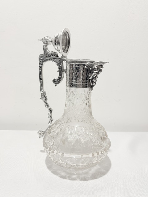 Antique Silver Plated and Cut Class Claret Jug Antique Silver Plated and Cut Class Claret Jug