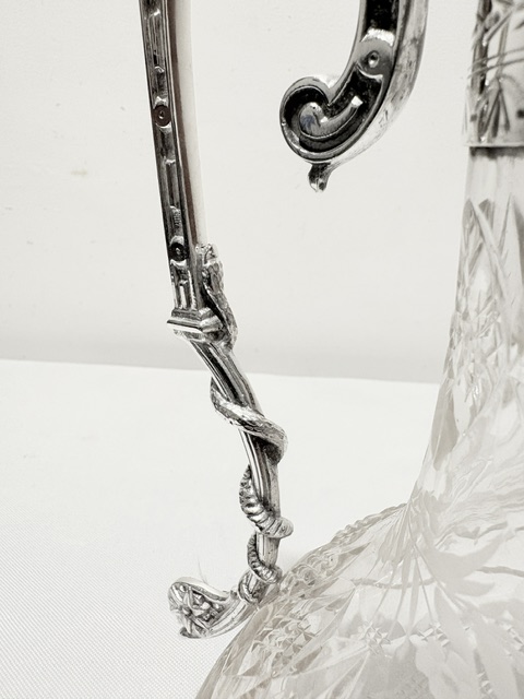 Antique Silver Plated and Cut Class Claret Jug Antique Silver Plated and Cut Class Claret Jug