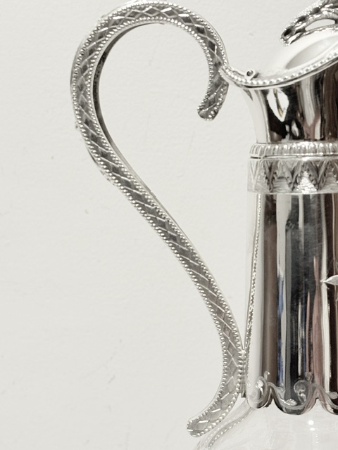Antique Silver Plated and Etched Glass Claret Jug Antique Silver Plated and Etched Glass Claret Jug