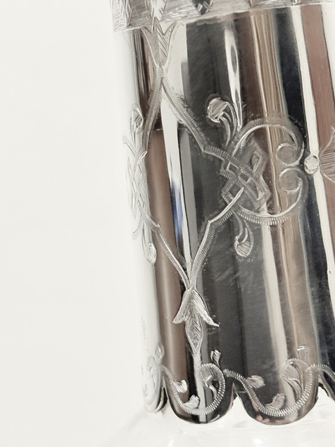 Antique Silver Plated and Etched Glass Claret Jug Antique Silver Plated and Etched Glass Claret Jug