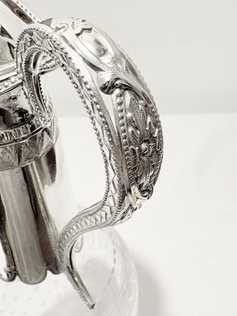 Antique Silver Plated and Etched Glass Claret Jug Antique Silver Plated and Etched Glass Claret Jug