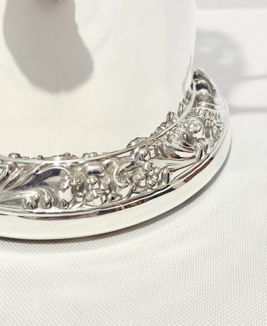 Antique Silver Plated Wine Bottle Coaster with Side Handles