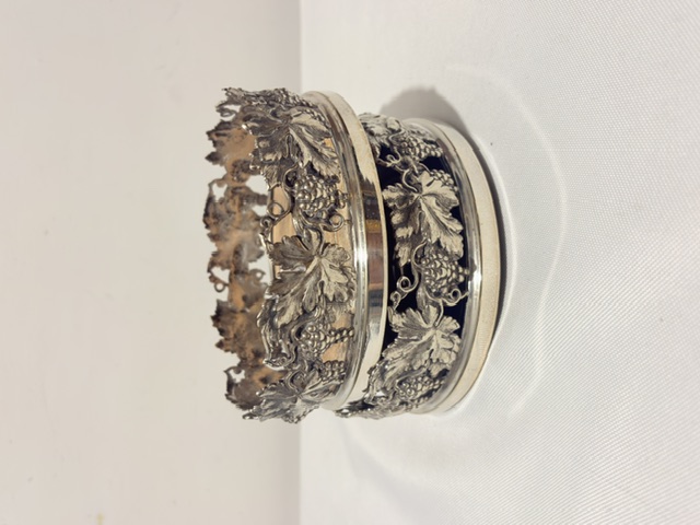 Pair of Antique Silver Plated Wine Decanters or Champagne Bottle Coasters