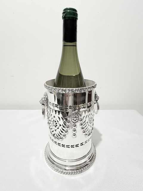 Antique Silver Plated Two Handle Wine Bottle Holder or Sleeve Antique Silver Plated Two Handle Wine Bottle Holder or Sleeve