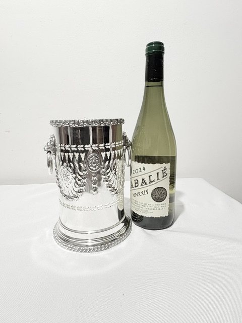 Antique Silver Plated Two Handle Wine Bottle Holder or Sleeve Antique Silver Plated Two Handle Wine Bottle Holder or Sleeve
