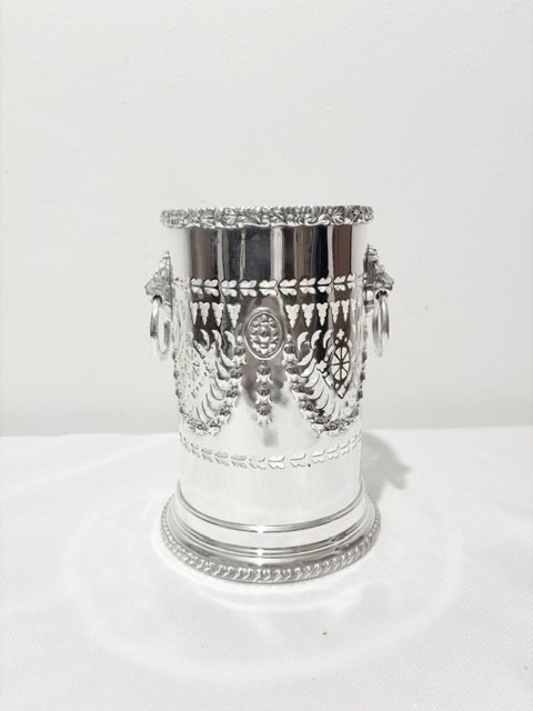 Antique Silver Plated Two Handle Wine Bottle Holder or Sleeve Antique Silver Plated Two Handle Wine Bottle Holder or Sleeve