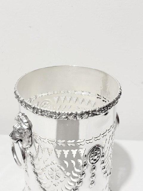 Antique Silver Plated Two Handle Wine Bottle Holder or Sleeve Antique Silver Plated Two Handle Wine Bottle Holder or Sleeve