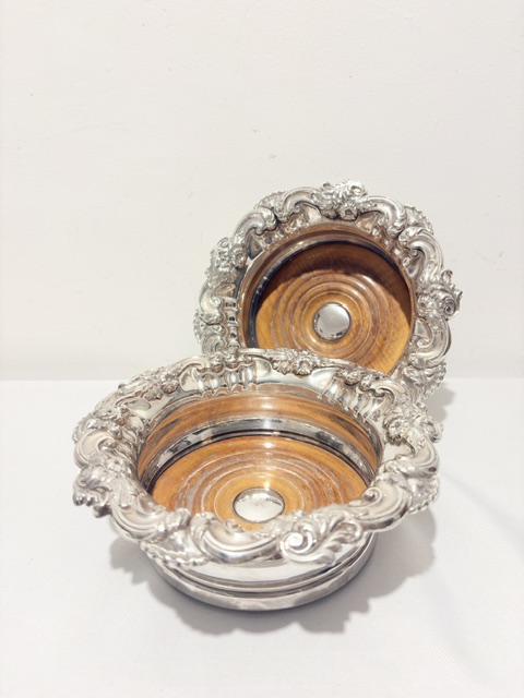 Antique Pair of Old Sheffield Plate Coasters