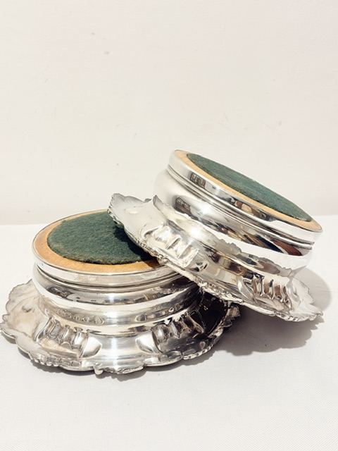 Antique Pair of Old Sheffield Plate Coasters