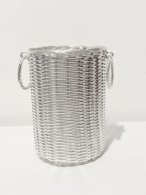 Unusual Vintage Silver Plated Basket Weave Decoration Wine Bottle Coaster Stand Unusual Vintage Silver Plated Basket Weave Decoration Wine Bottle Coaster Stand