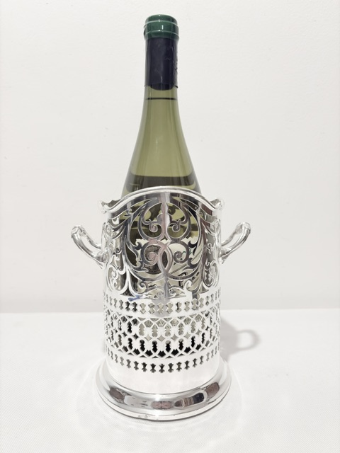 Antique Silver Plated Mappin & Webb Wine Bottle Holder Coaster Stand Antique Silver Plated Mappin & Webb Wine Bottle Holder Coaster Stand