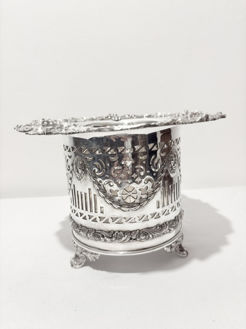 Antique Silver Plated Wine or Champagne Bottle Coaster Antique Silver Plated Wine or Champagne Bottle Coaster