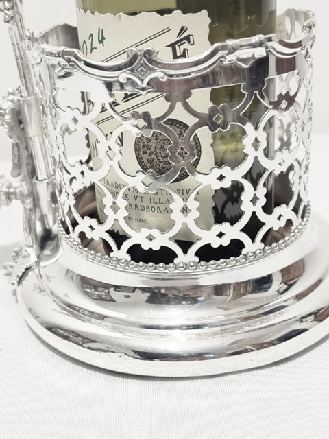 Antique Silver Plated Wine or Champagne Coaster Holder Antique Silver Plated Wine or Champagne Coaster Holder