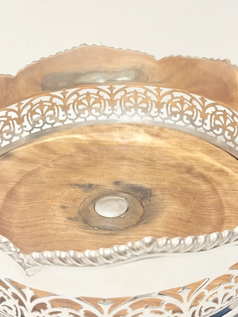 Large Antique Silver Plated Wine Bottle Coaster Large Antique Silver Plated Wine Bottle Coaster