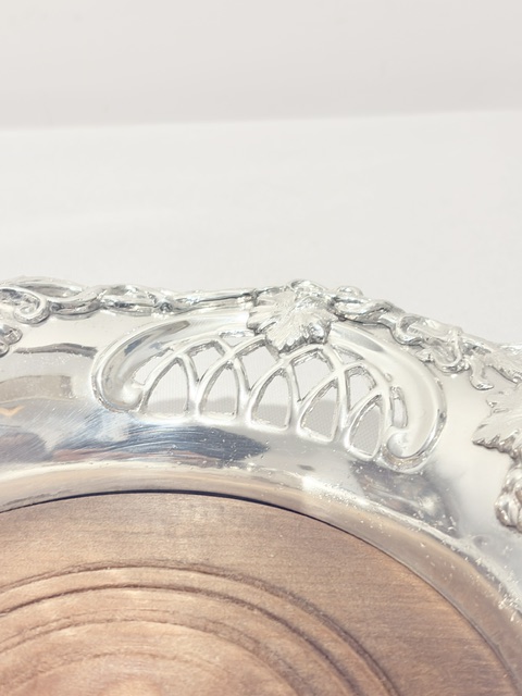 Antique Pair of Silver Plated Wine Bottle or Decanter Coasters Antique Pair of Silver Plated Wine Bottle or Decanter Coasters