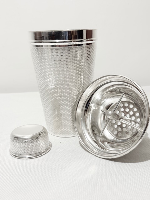 Smart Antique Silver Plated Cocktail Shaker Engine Turned Throughout