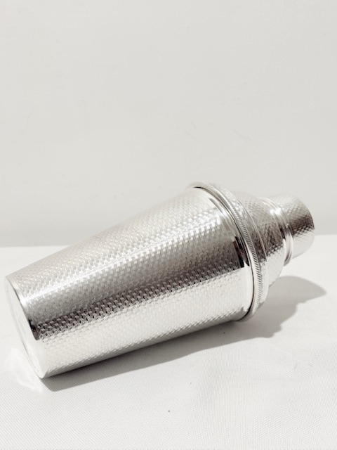 Smart Antique Silver Plated Cocktail Shaker Engine Turned Throughout