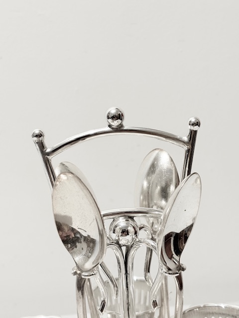Antique Silver Plated Egg Cruet on Galleried Tray Antique Silver Plated Egg Cruet on Galleried Tray