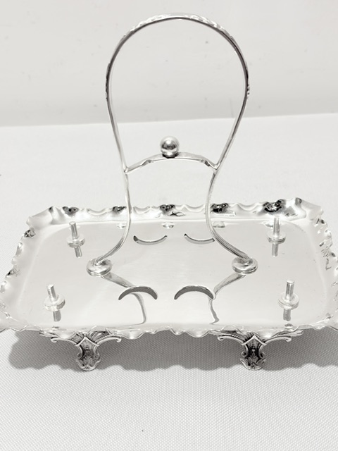 Antique Silver Plated Egg Cruet with Wavy Tray Antique Silver Plated Egg Cruet with Wavy Tray