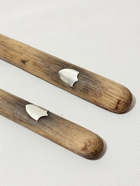 Pair of Antique Silver Plated Salad Servers with Oak Handles