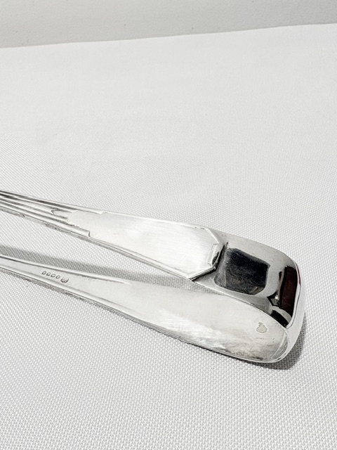 Art Deco Design Antique Silver Plated Asparagus Tongs