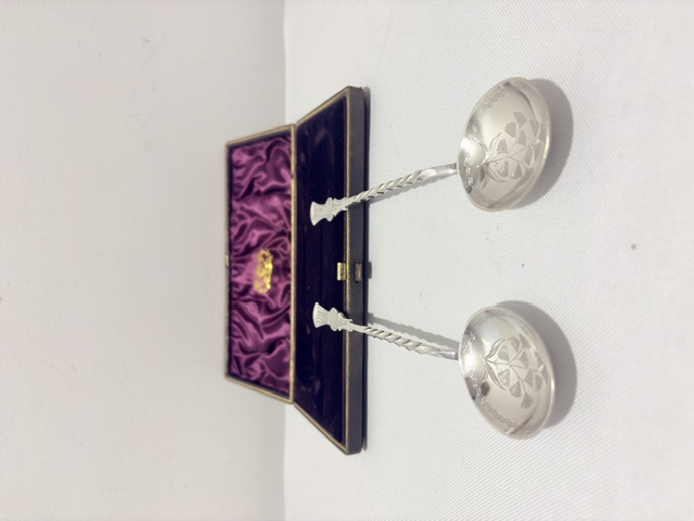 Boxed Pair of Silver Plated Jam or Serving Spoons