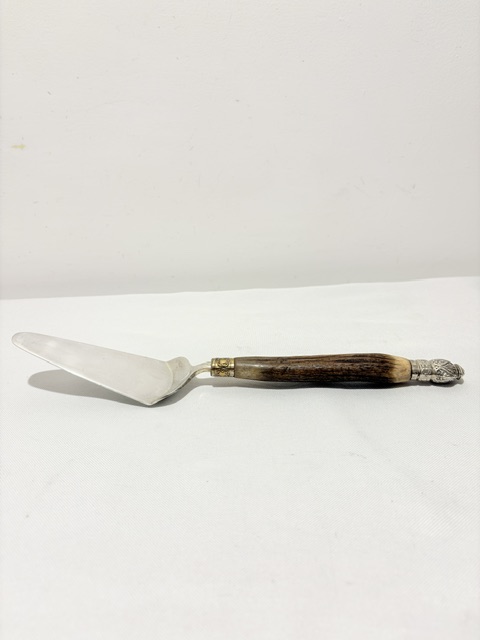 Unusual Antique Silver Plated and Antler Cake or Pie Server