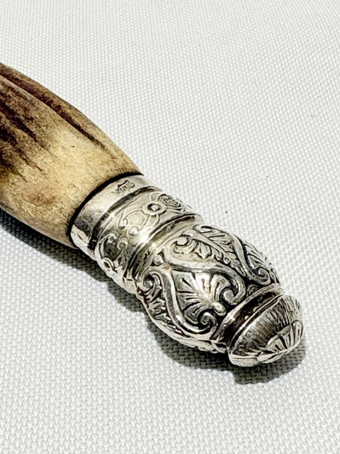 Unusual Antique Silver Plated and Antler Cake or Pie Server Unusual Antique Silver Plated and Antler Cake or Pie Server
