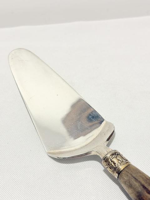 Unusual Antique Silver Plated and Antler Cake or Pie Server Unusual Antique Silver Plated and Antler Cake or Pie Server